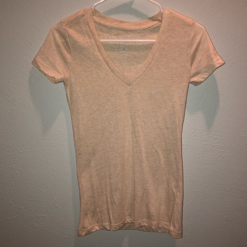 Tan V-neck Short sleeve